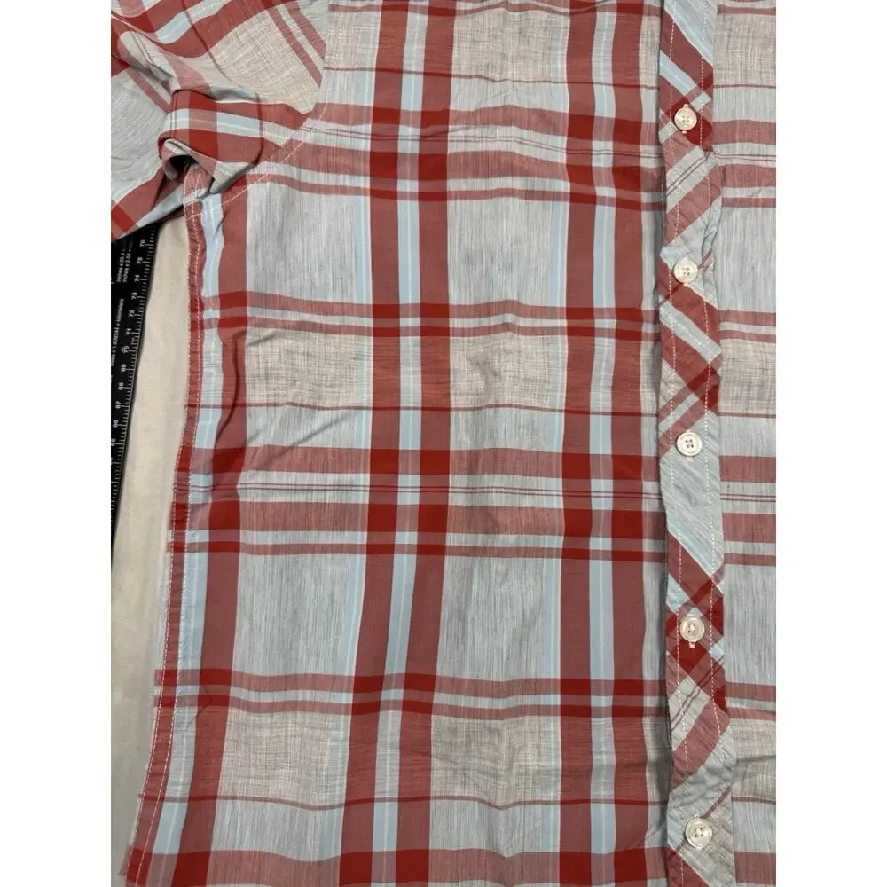 The North Face Plaid Button Front Shirt Mens Medium Red Blue Casual